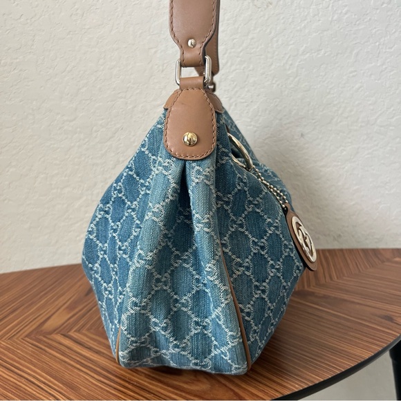 Gucci Gg Monogram Denim/Leather Sukey Hobo Bag - Picture 11 of 16
